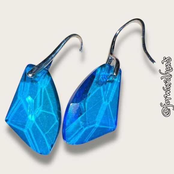 Bundle Sale 3 For $15 | Blue Glass Earrings on Silver Tone Hook - Picture 6 of 8